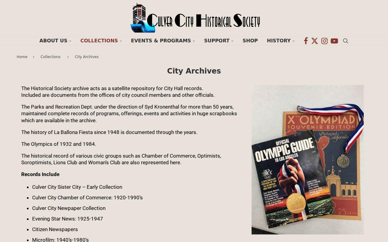 Culver City people search Historical Society City Archives
