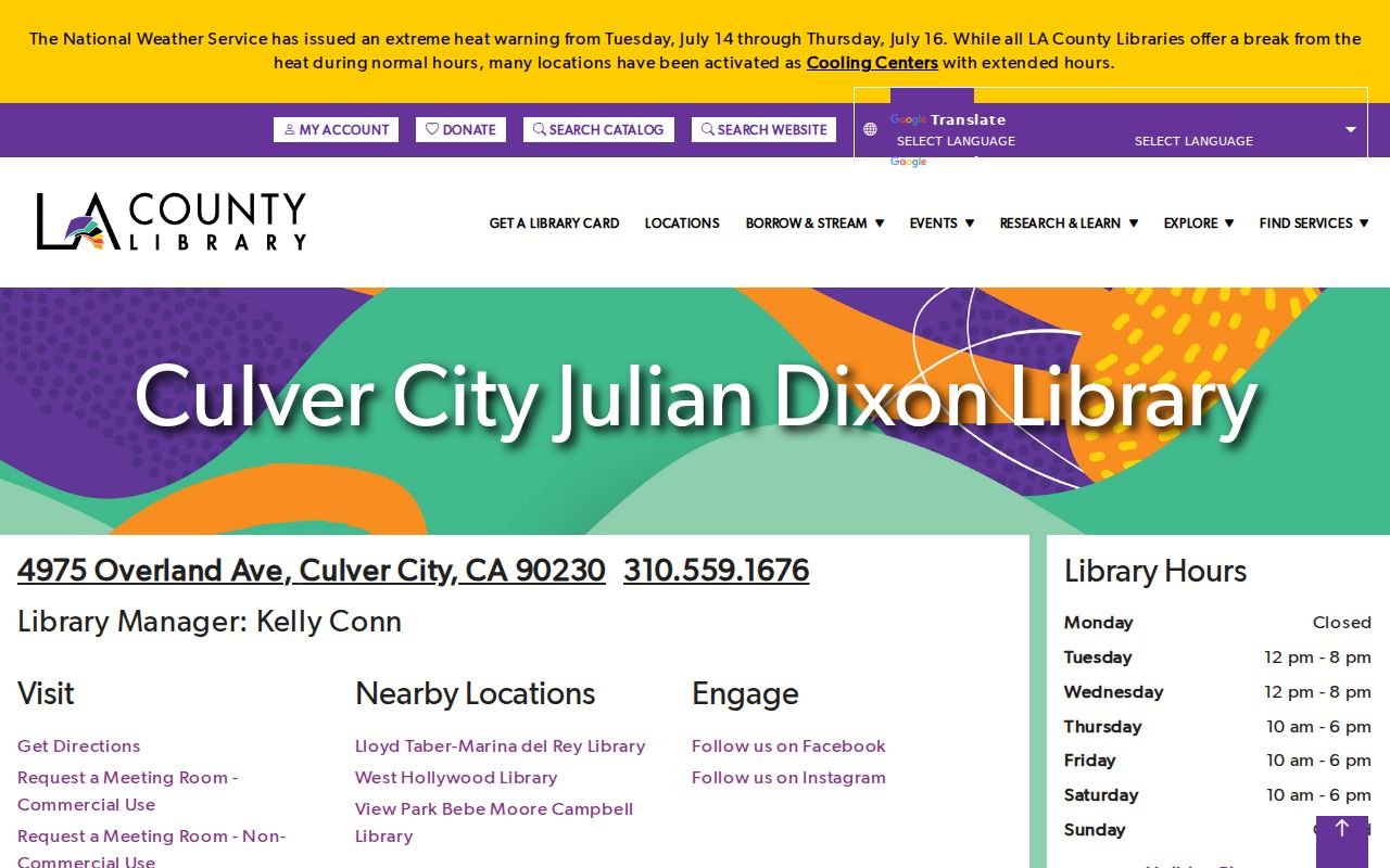 Culver City people search Julian Dixon Library directories