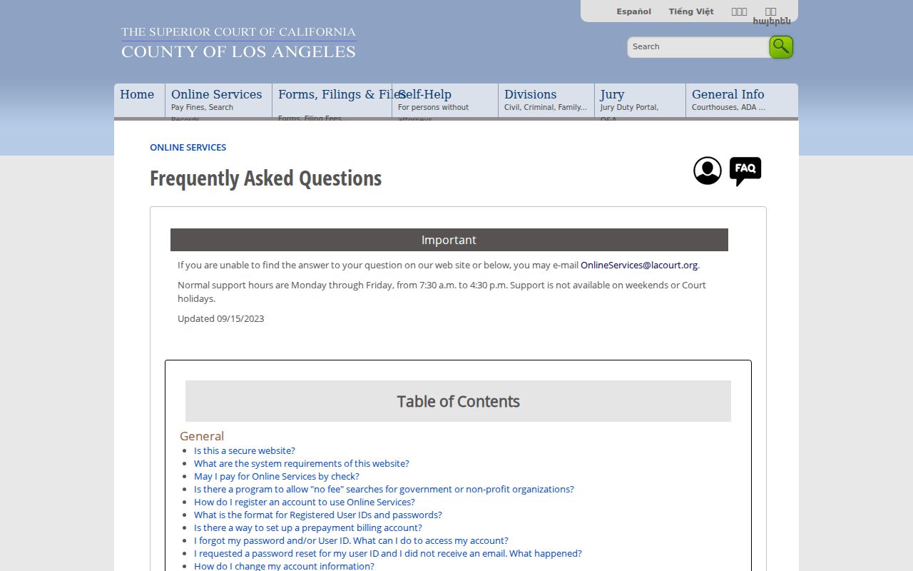 Culver City public records Los Angeles court online services coverage