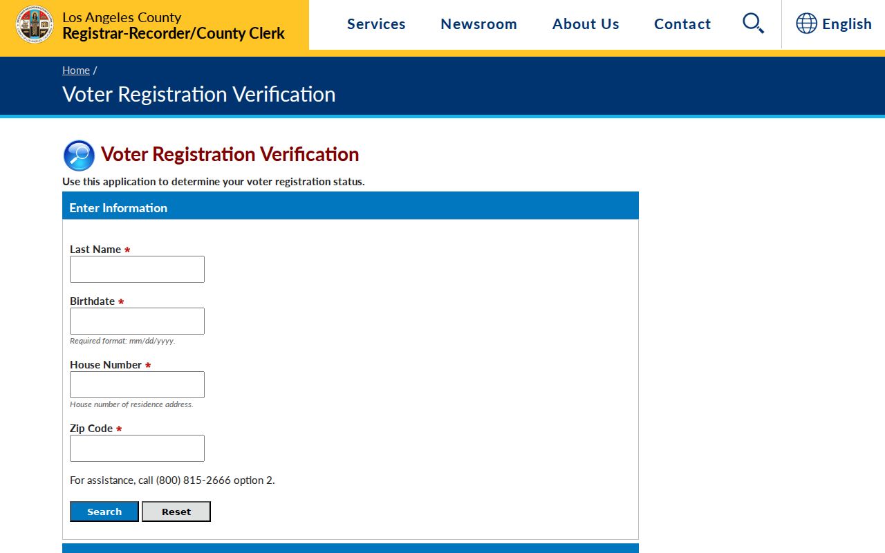 Culver City voter records lookup through LA County verification form